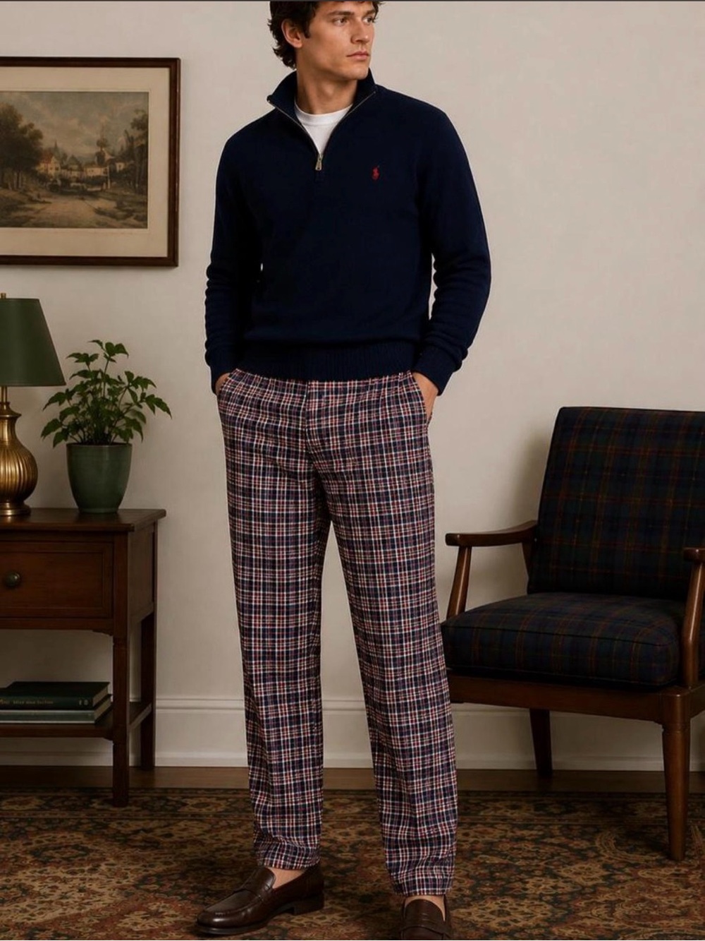 Lauren Ralph Lauren Men’s 33x30 Plaid Straight Leg Preppy Pants